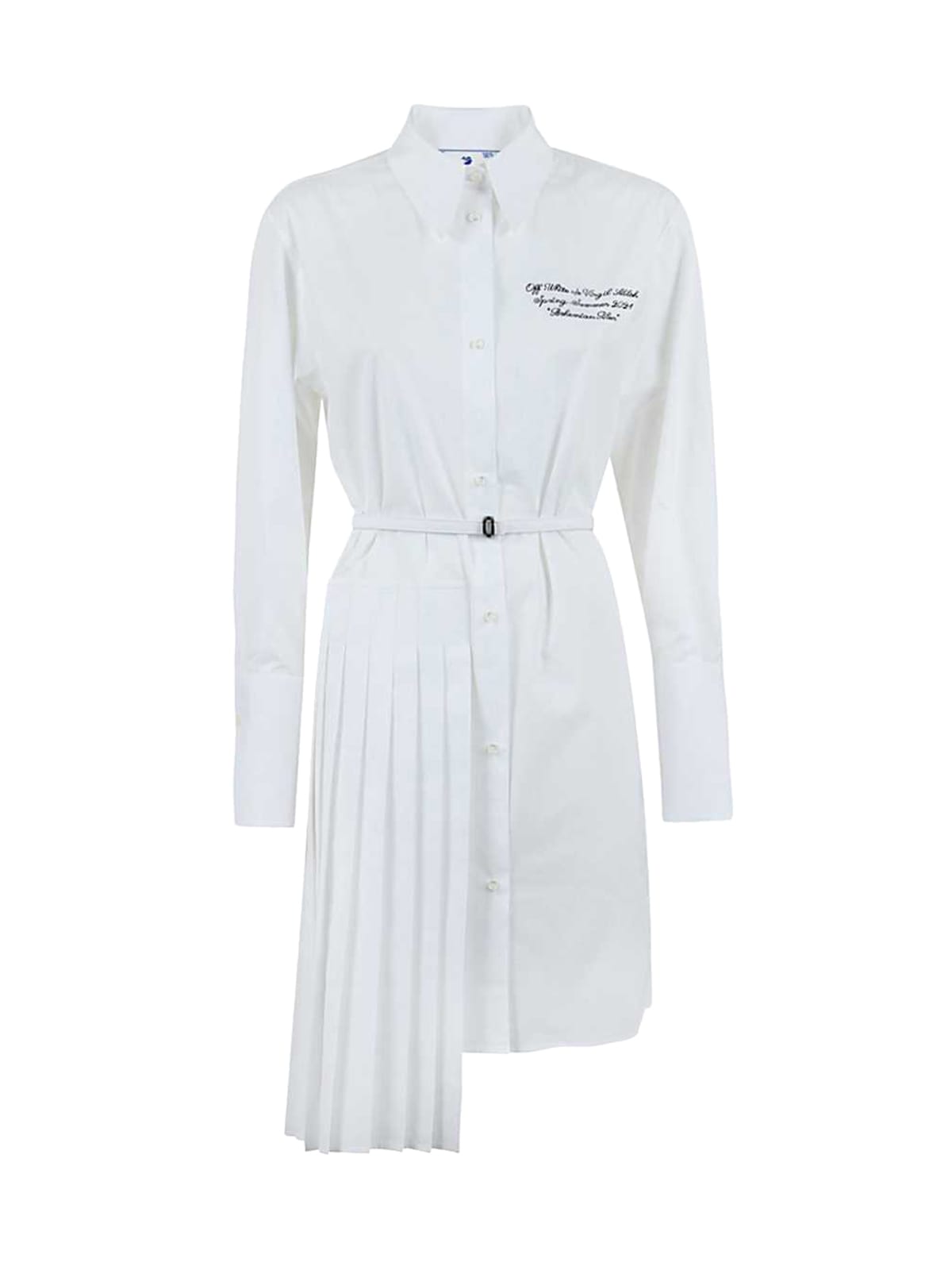 Off-White Popeline Plisse Shirt Dress