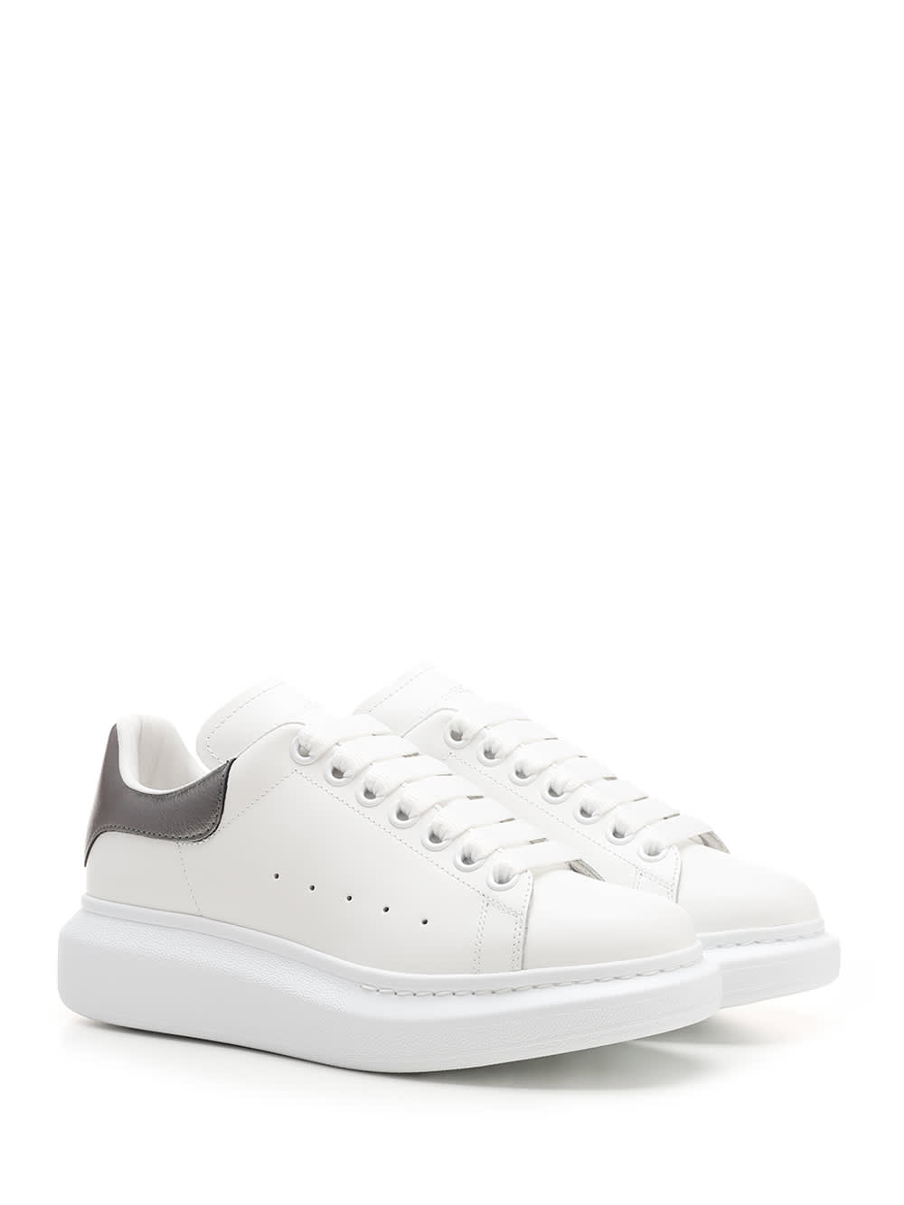 Shop Alexander Mcqueen White And Silver Oversize Sneakers In Grey