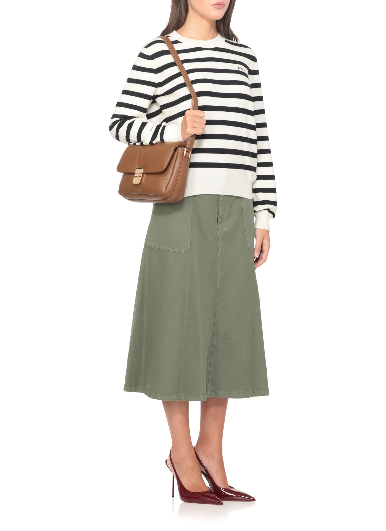 Apc A.p.c. Striped Sweater With Logo In White
