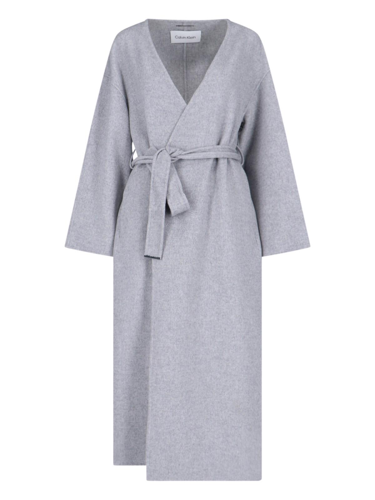 Shop Calvin Klein Wool Blend Coat In Grey