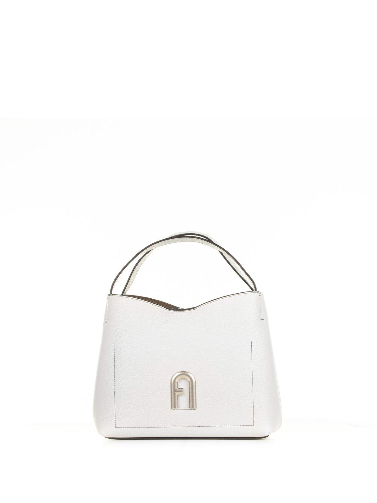 Shop Furla Primula Logo Plaque Tote Bag In S Marshmallow