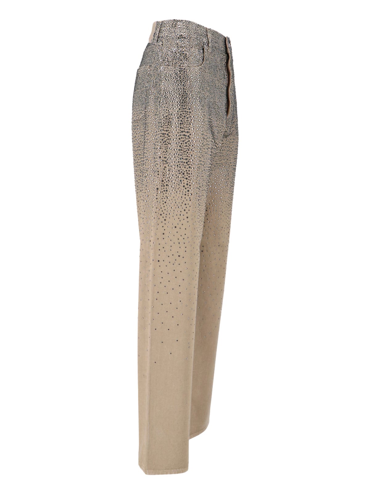 Golden Goose Straight-leg Pants With Gradient Crystal Embellishment In Gold