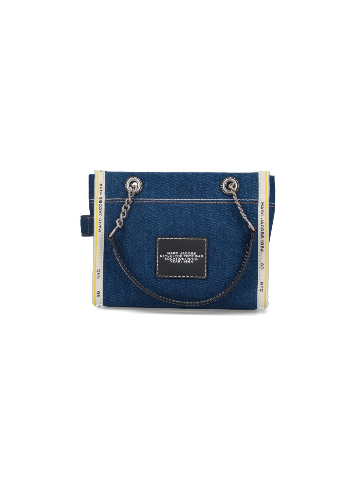 Shop Marc Jacobs The Denim Chain Small Tote Bag In Dark Wash