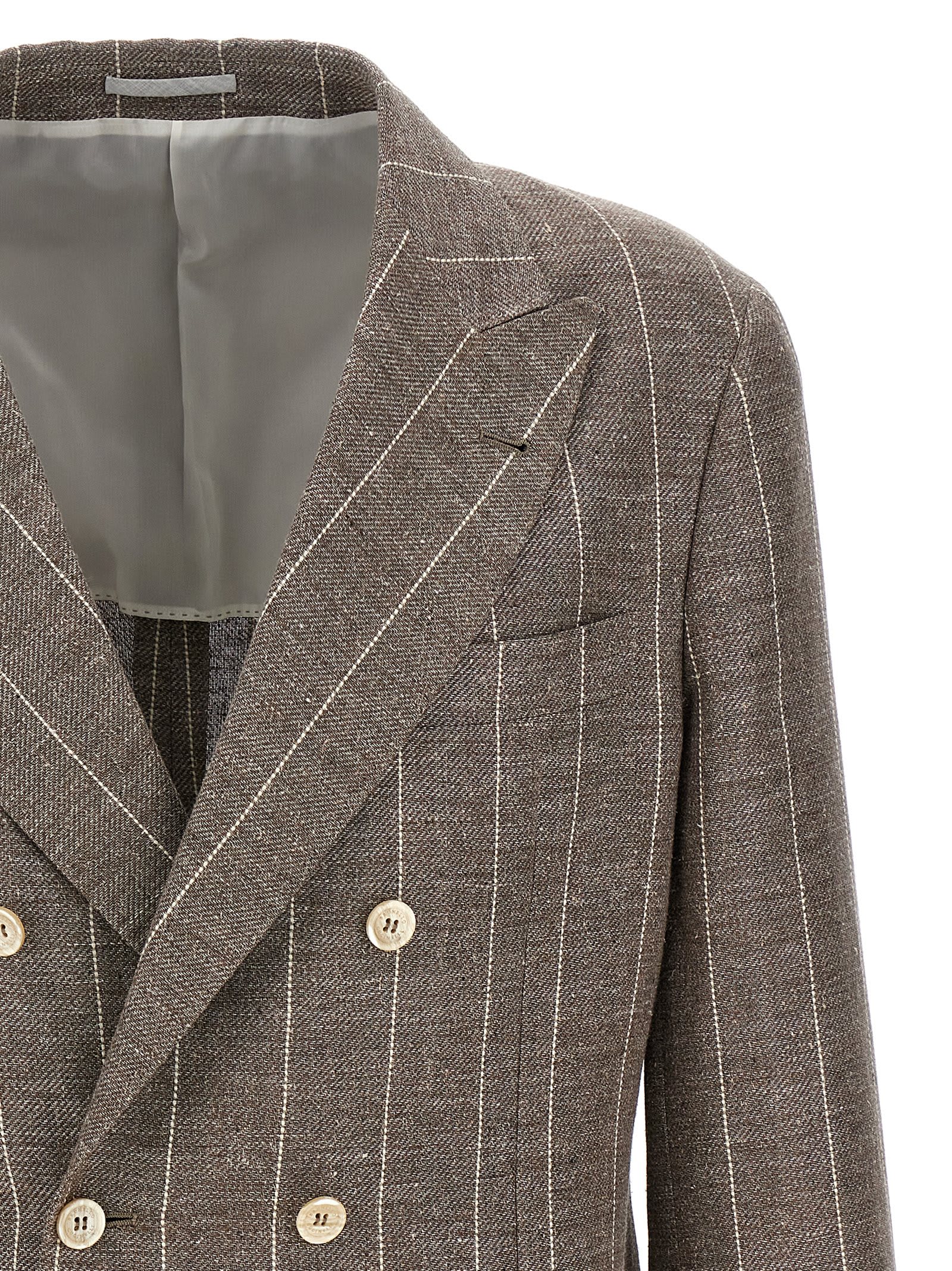 Brunello Cucinelli Deconstructed Blazer With Striped Pattern And Button Detailing