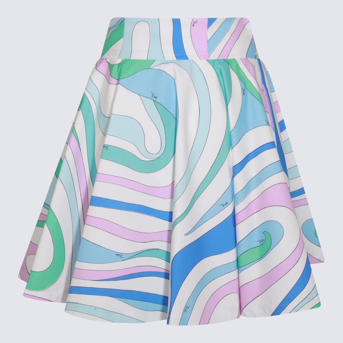 Shop Pucci Multicolot Cotton Midi Skirt In Celeste/bianco