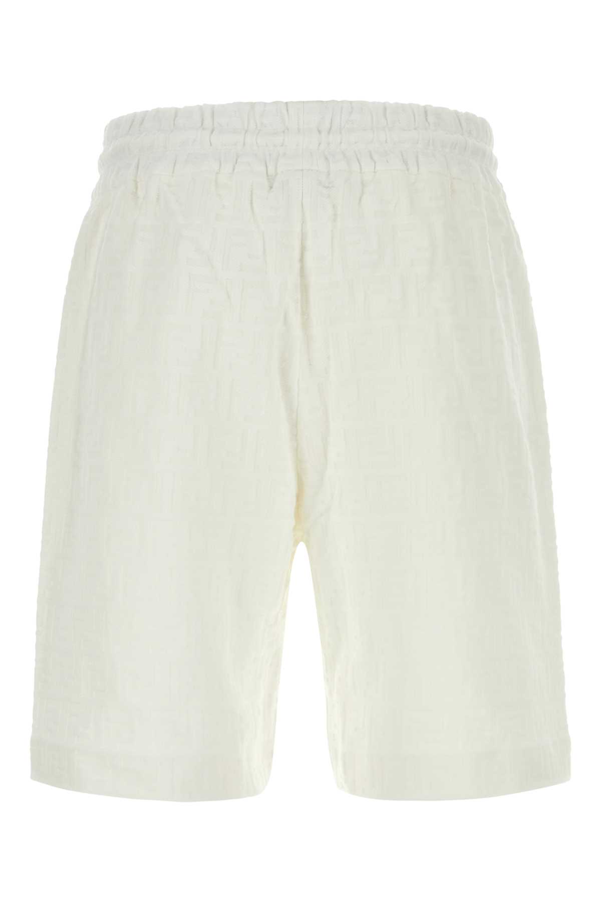 Fendi White Cotton Bermuda Shorts In Bianco