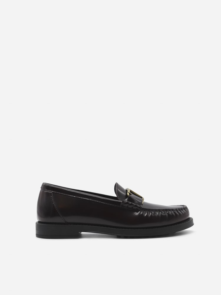 Tods Leather Loafers With Metal Logo Detail