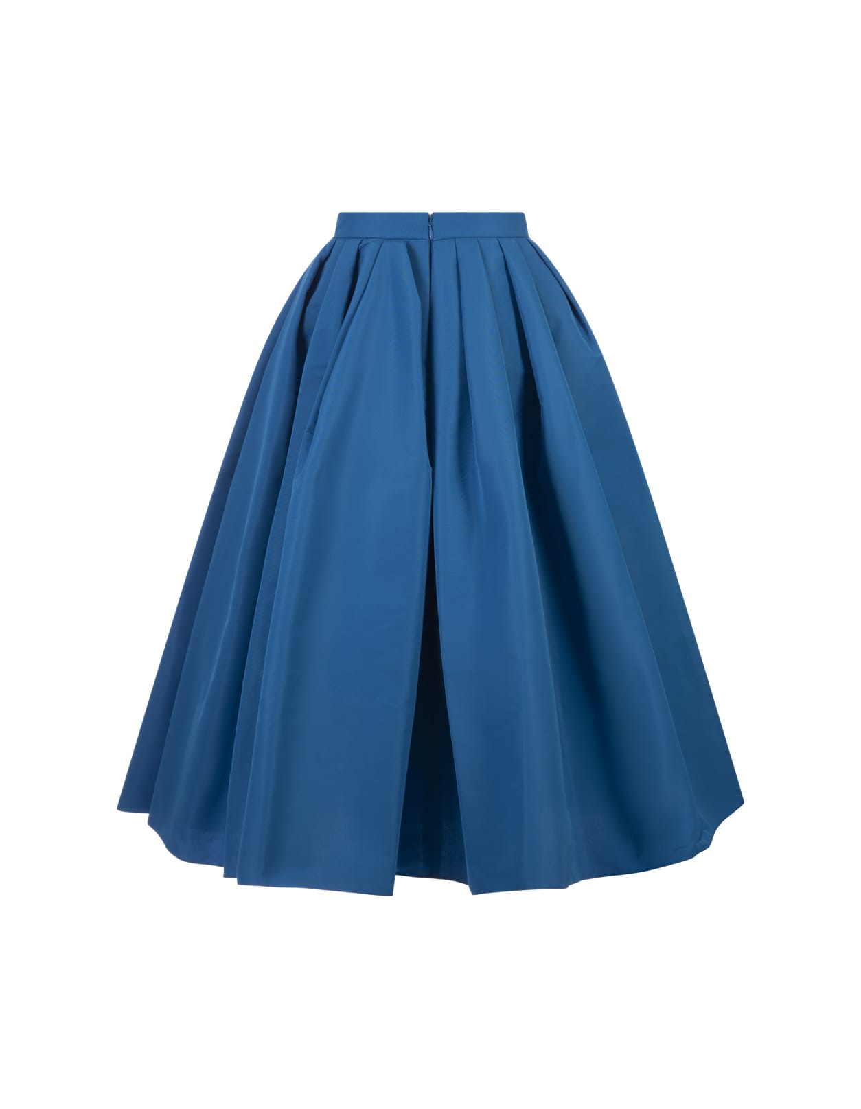 Shop Alexander Mcqueen Lapis Lazuli Blue Curled Midi Skirt