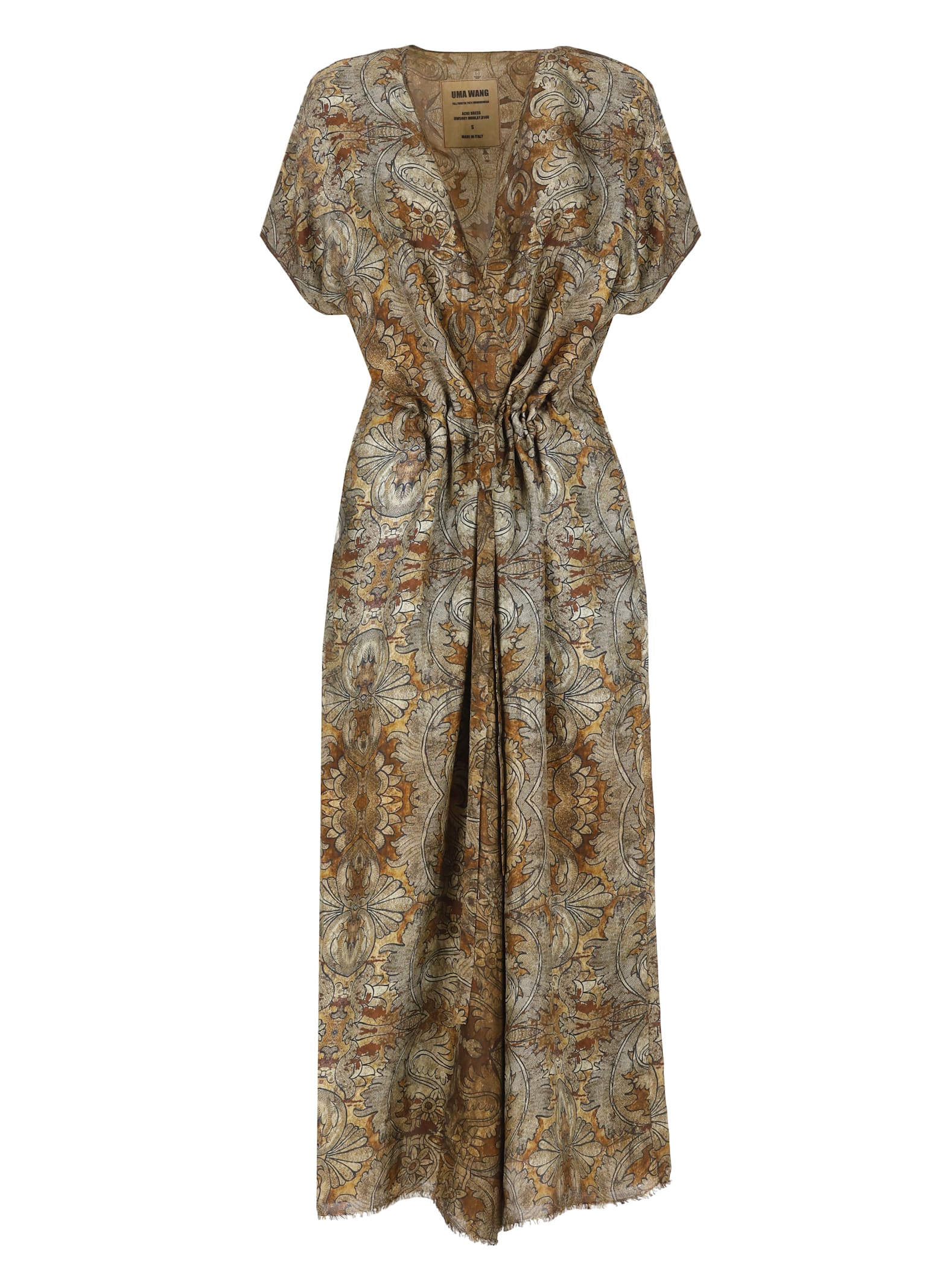 Shop Uma Wang Dress With Floral Pattern In Brown