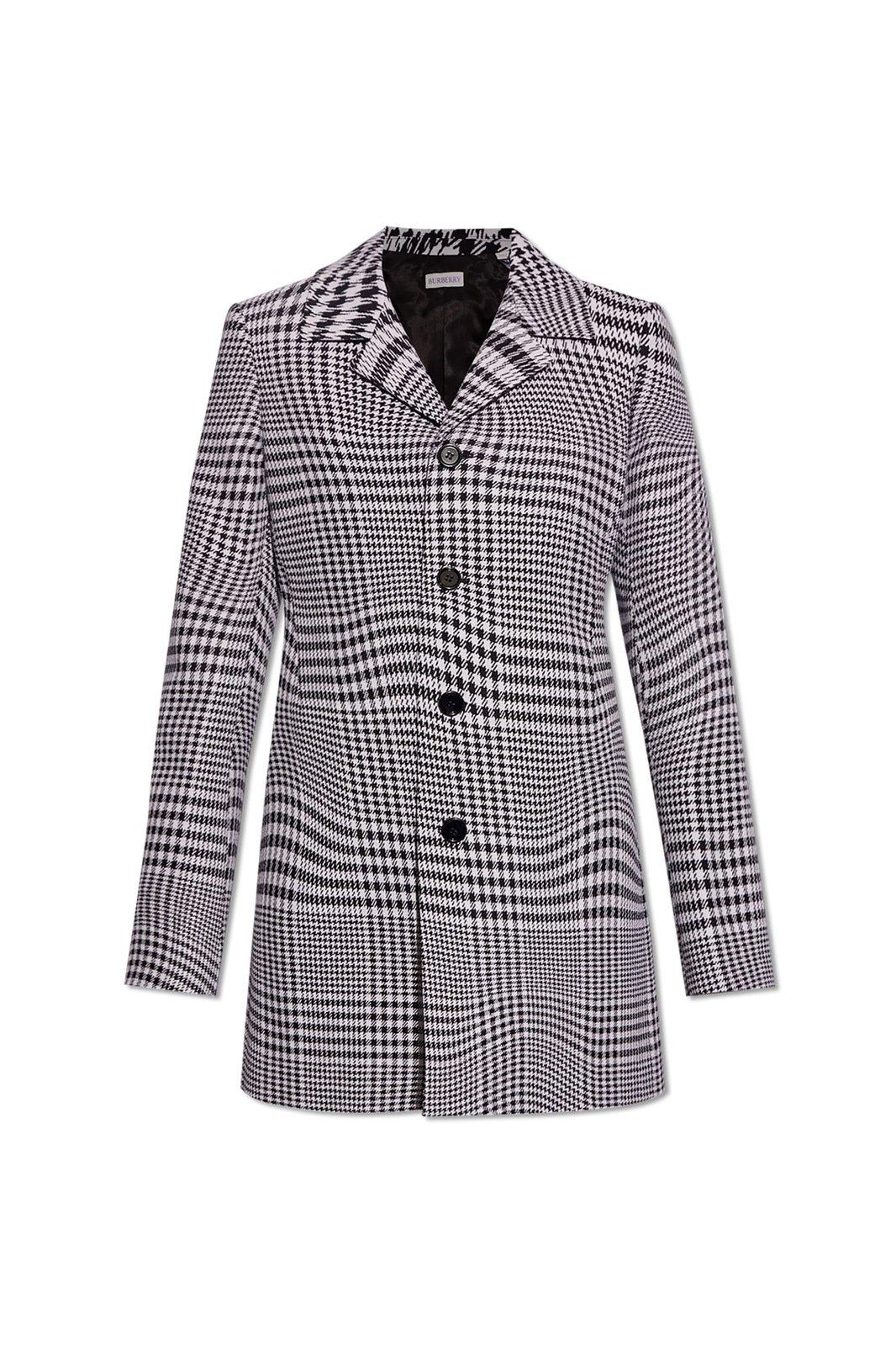 Shop Burberry Warped Houndstooth Single Breasted Blazer In Black