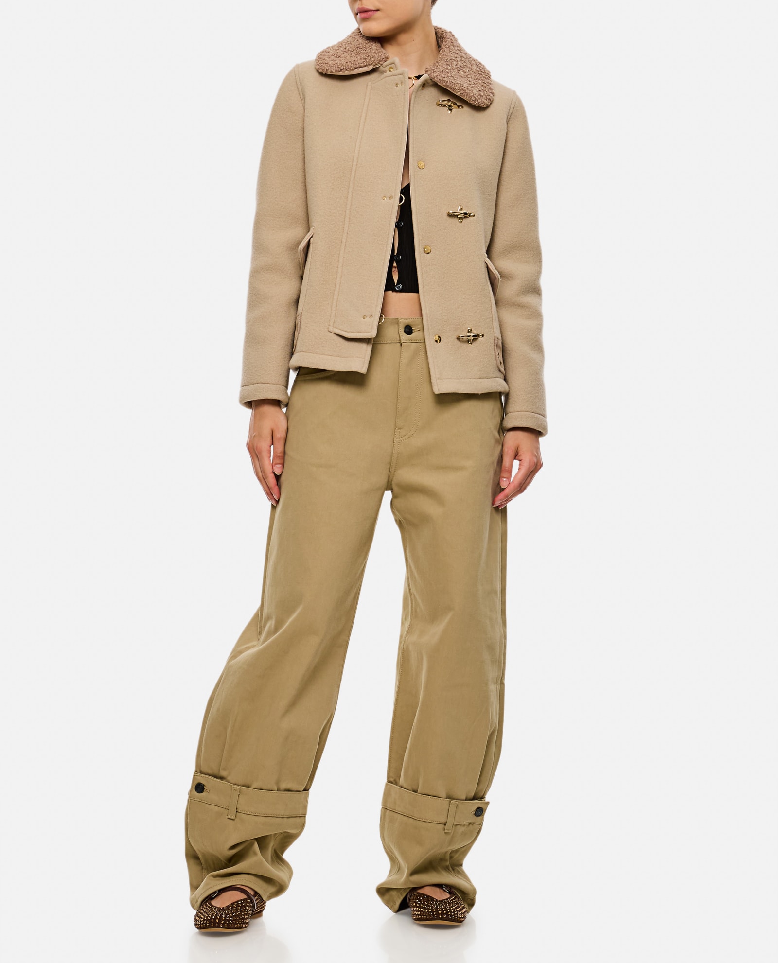 Shop Fay Mini 3 Hooks Jacket In Beige