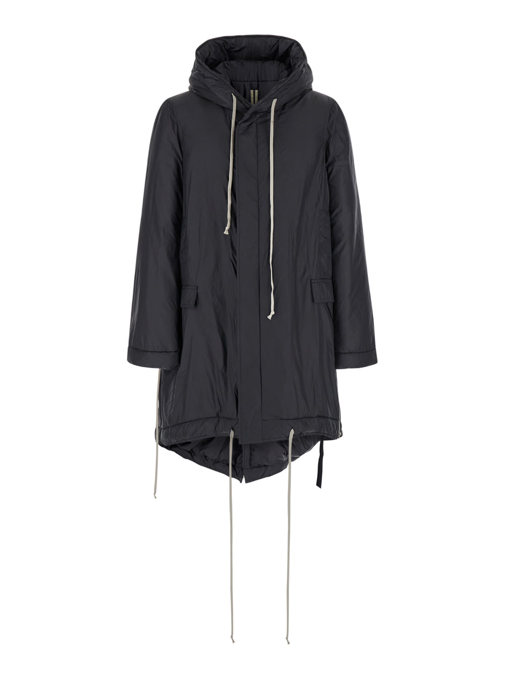 Shop Drkshdw Fishtail Black Parka With Drawstring Hood And Hem In Tech Fabric Man