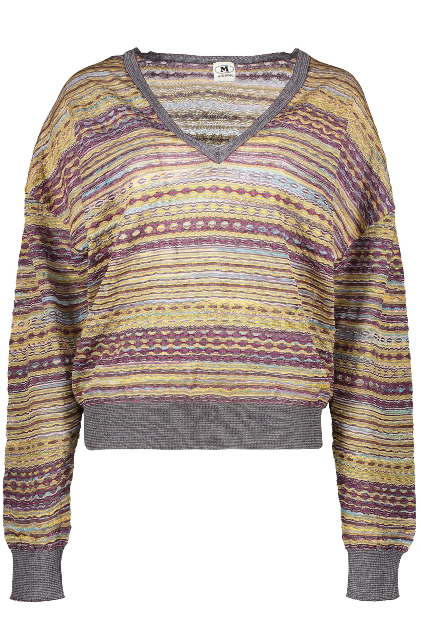 M Missoni Sweater With V-neck In Yellow
