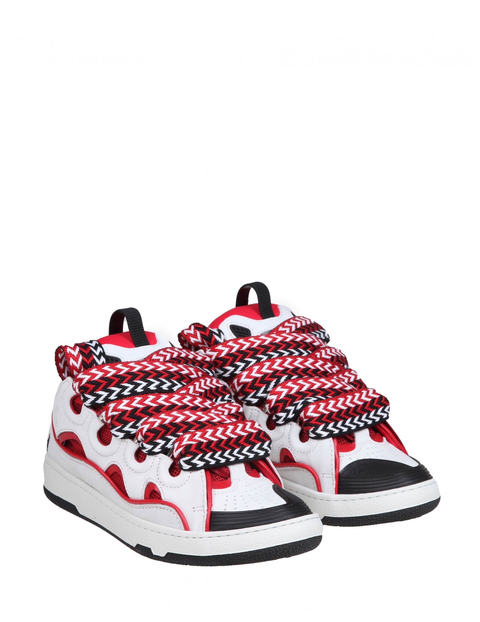 Shop Lanvin Curb Sneakers Curb Sneakers In White And Red Leather And Suede In Red/white