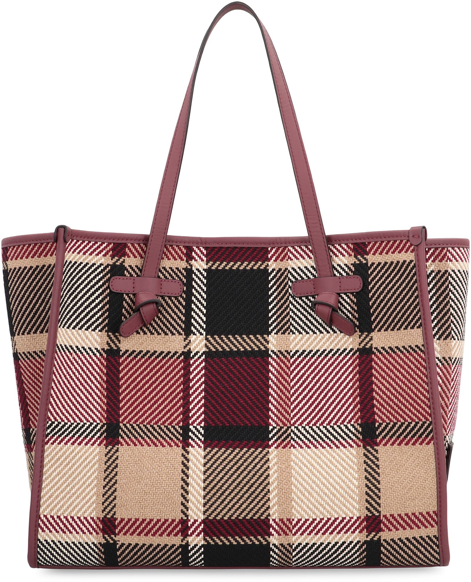 Gianni Chiarini Marcella Plaid Leather-trimmed Tote Bag In Multi