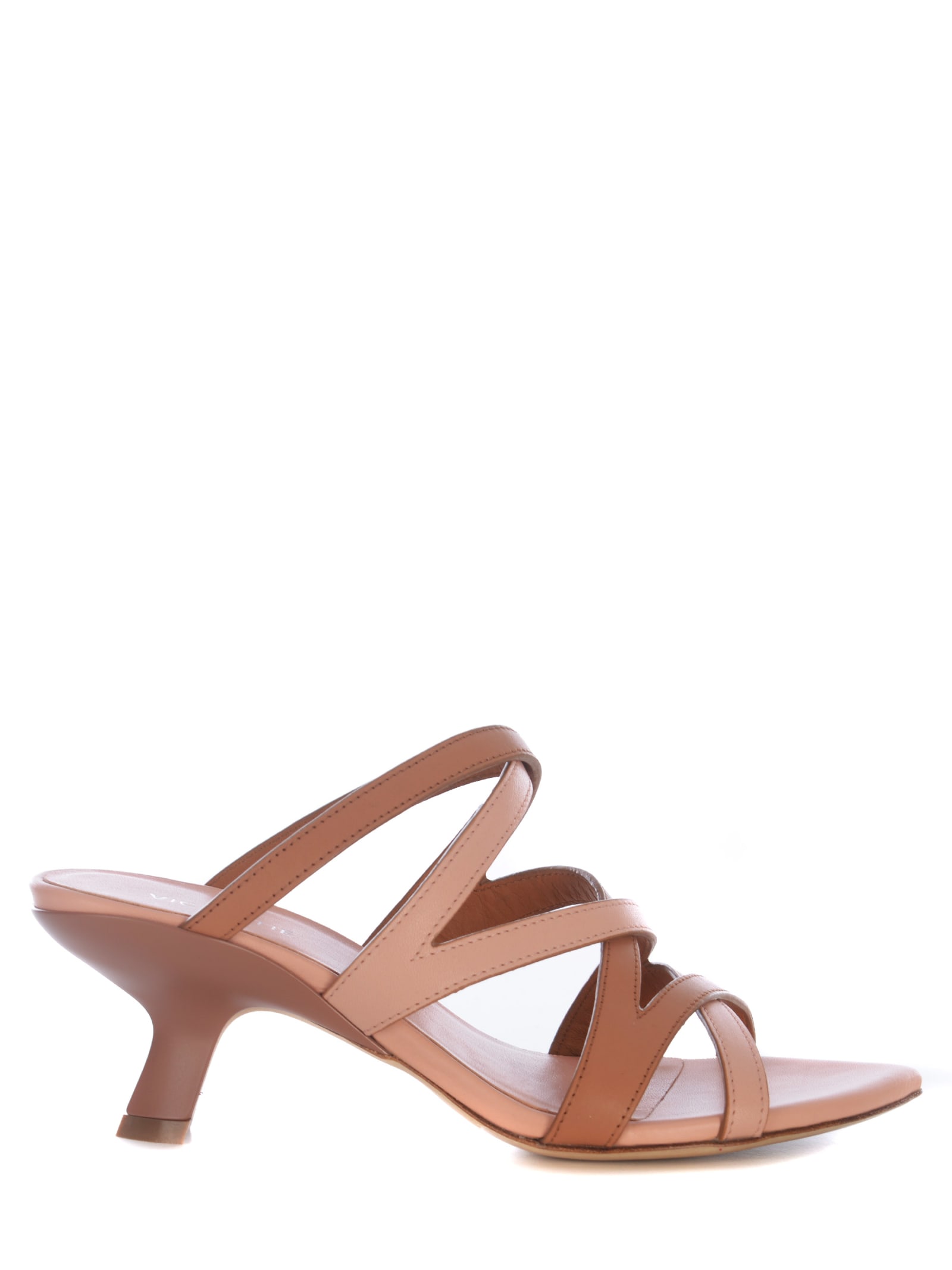 Shop Vic Matie Sandal Vic Matié Slash Made Of Leather In Cuoio