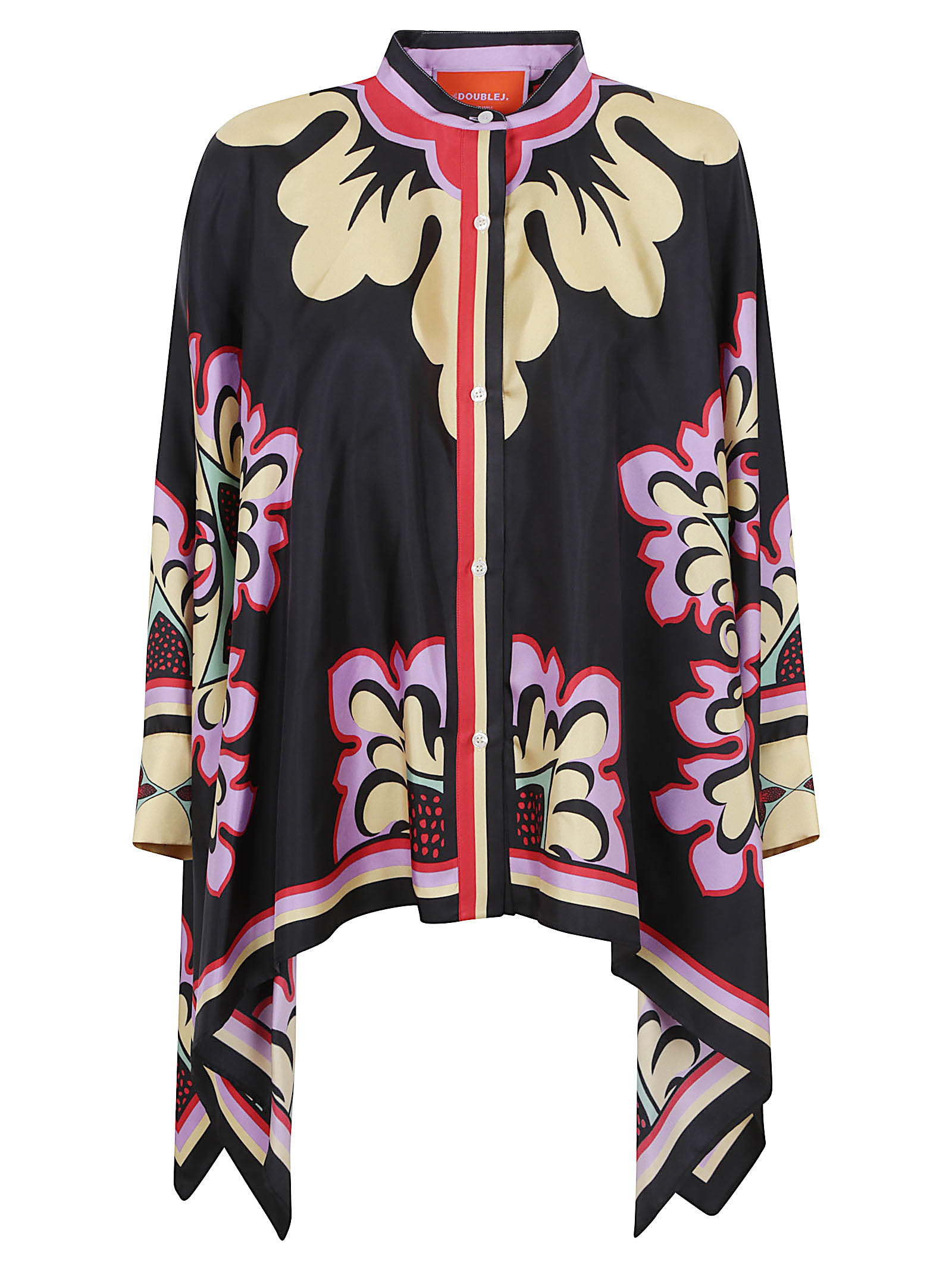 La Doublej Floral Print Cape In Black