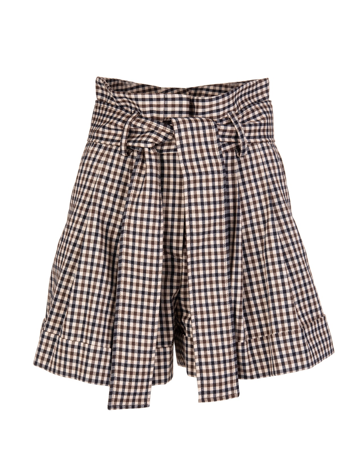Parosh Blue And Brown Gingham Checked Peck Shorts