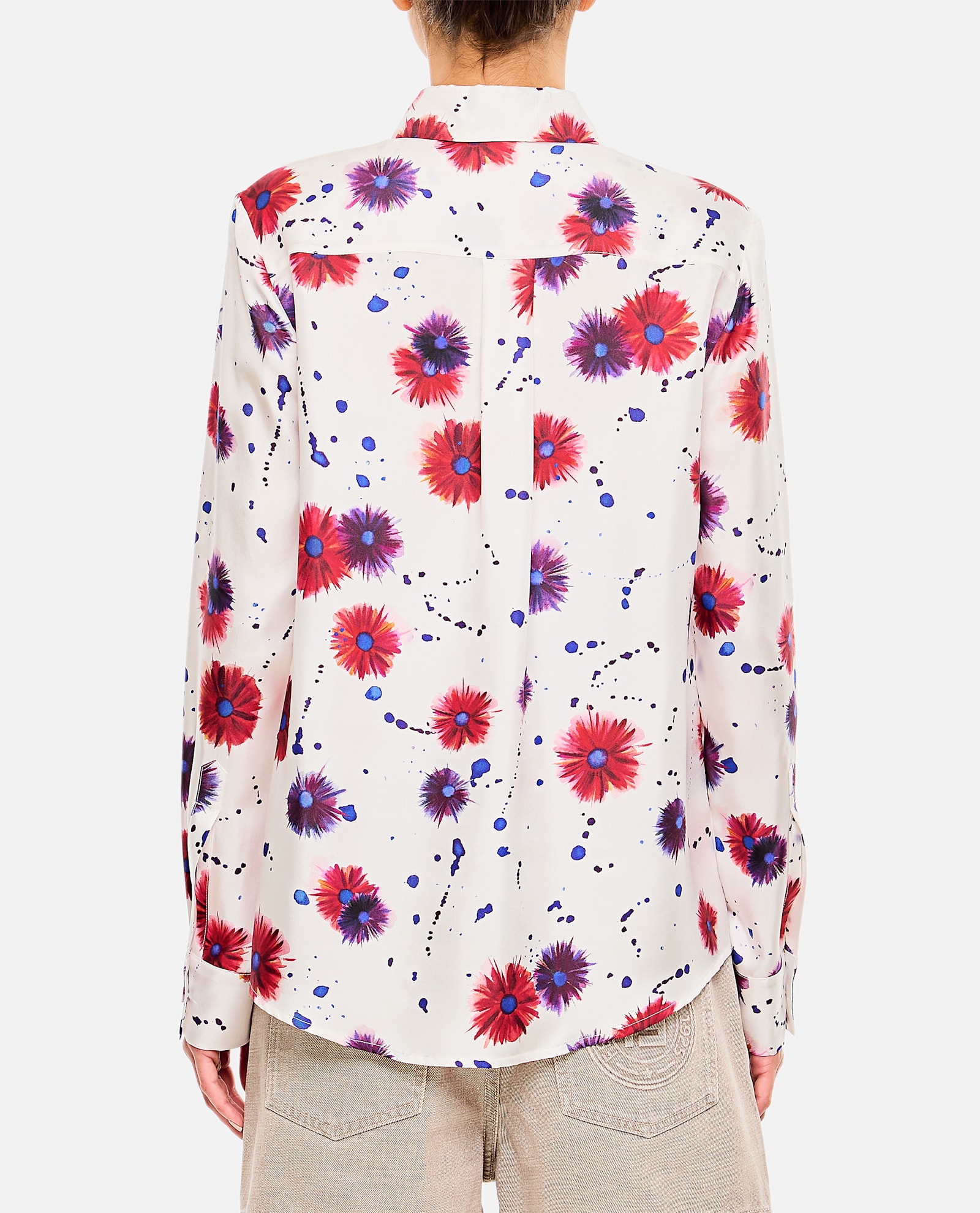 Gabriela Hearst Floral-print Front Button Blouse With Classic Collar In White