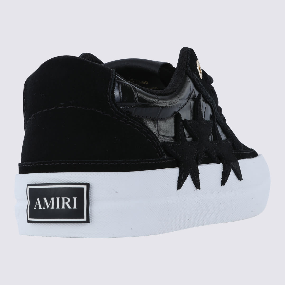Amiri Sunset Skate Crocodile-effect Suede Sneakers In Black