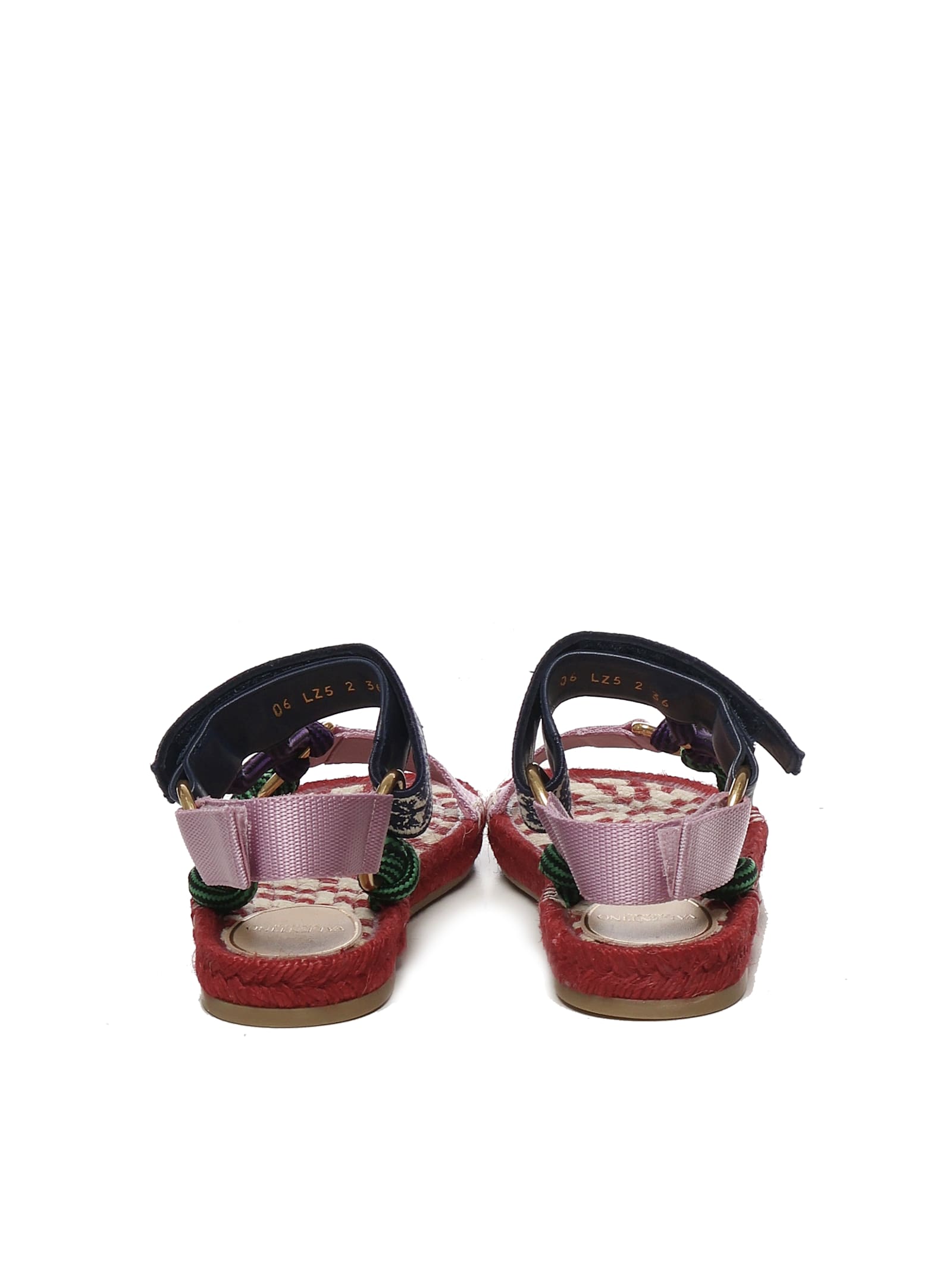 Valentino Embroidered Fabric Lake Powell Sandals In Red