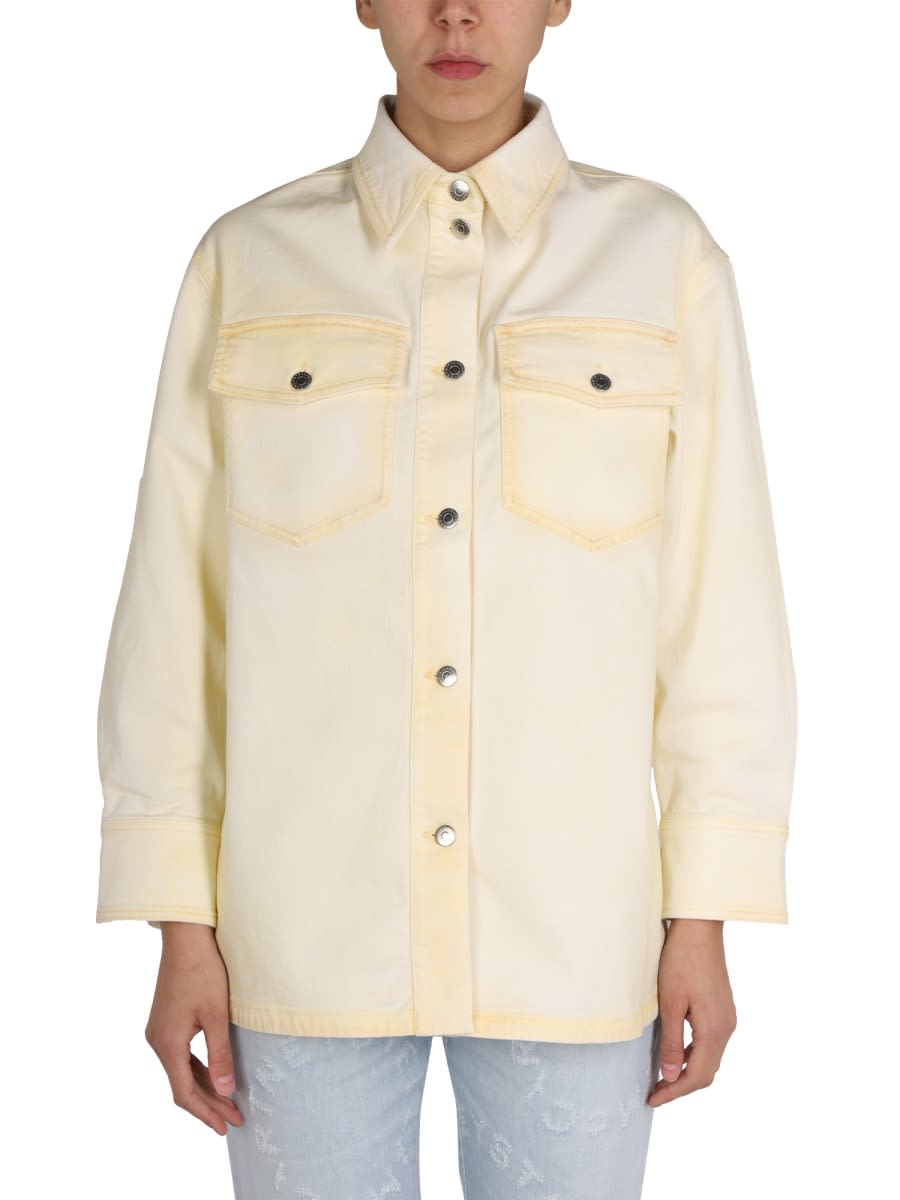 Shop Stella Mccartney Denim Shirt Jacket In Yellow