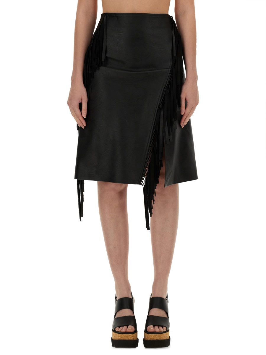 Shop Stella Mccartney Fringed Skirt In Black