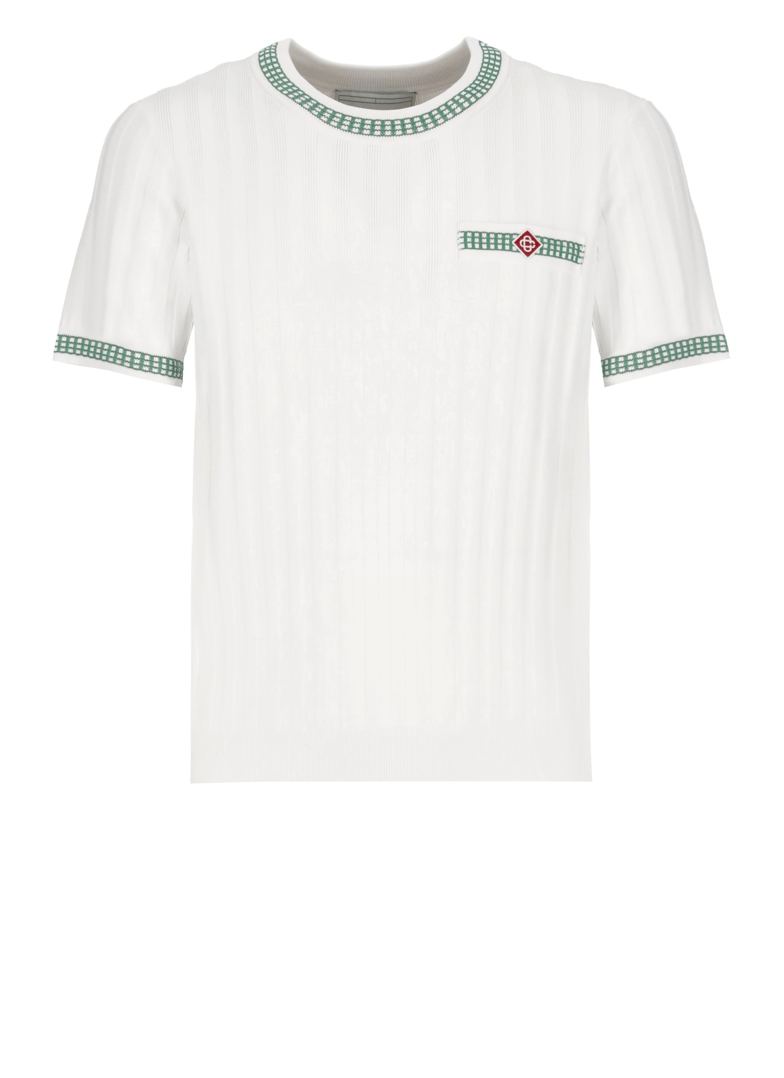 Shop Casablanca Rib Effect T-shirt In White