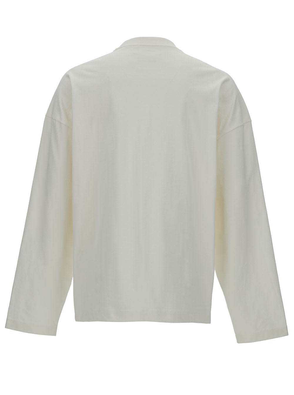 Shop Jil Sander White Long Sleeve T-shirt With Contrasting Logo Print In Lightweight Cotton Man
