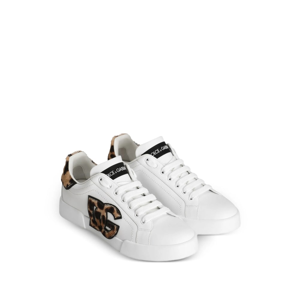 Dolce & Gabbana Portofino Light Strobel Nappa Calfskin Sneakers In White