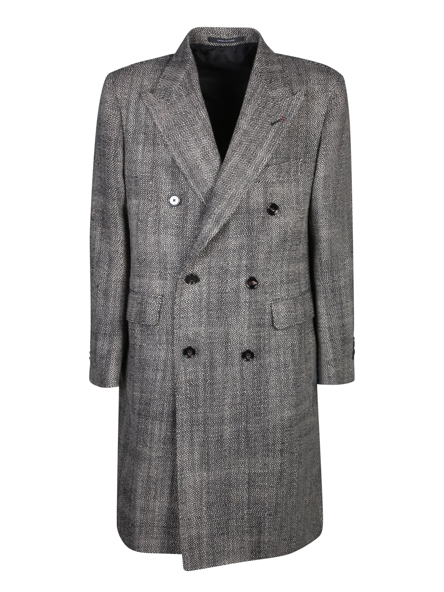 Shop Tagliatore Herringbone Black/grey Coat