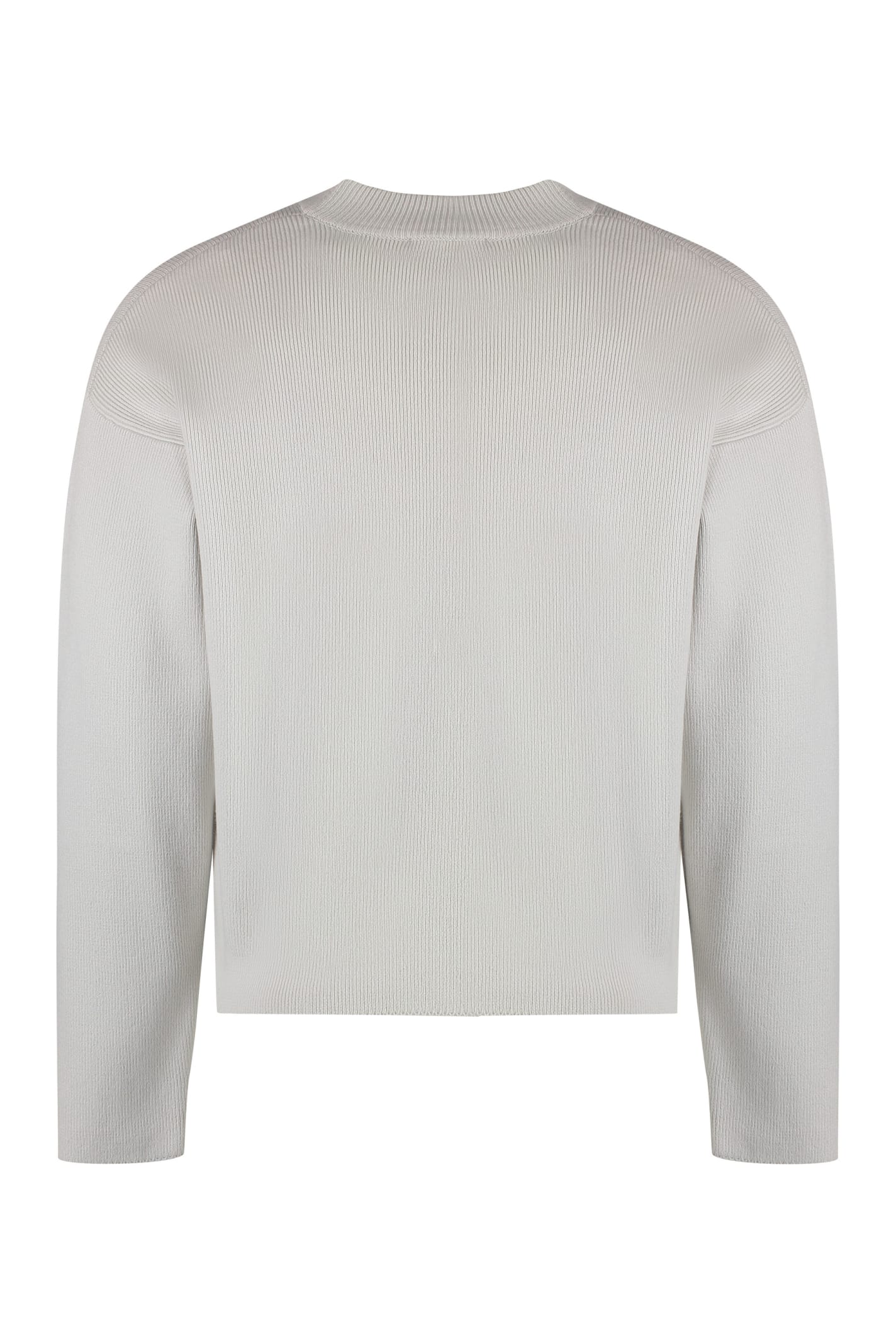 Shop Ami Alexandre Mattiussi Cotton Blend Crew-neck Sweater In Ecru