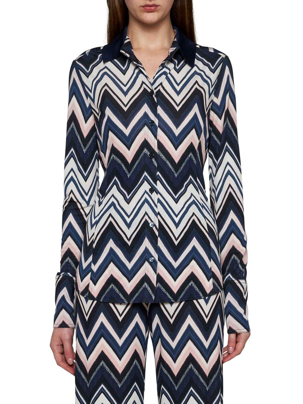 Shop Missoni Zigzag Printed Long Sleeved Shirt In Multicolour