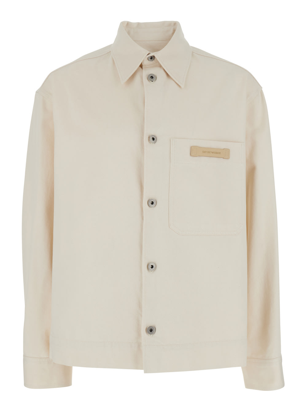 White Jacket With Logo Patch On The Front In Cotton Man