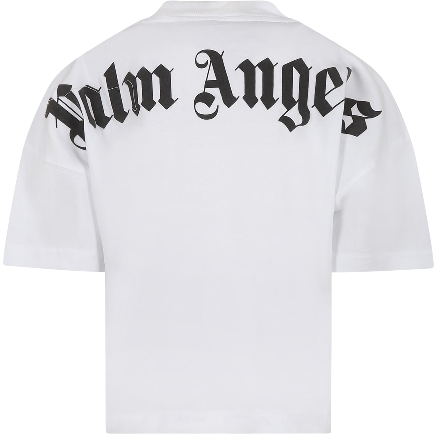 Shop Palm Angels White T-shirt For Kids With Logo