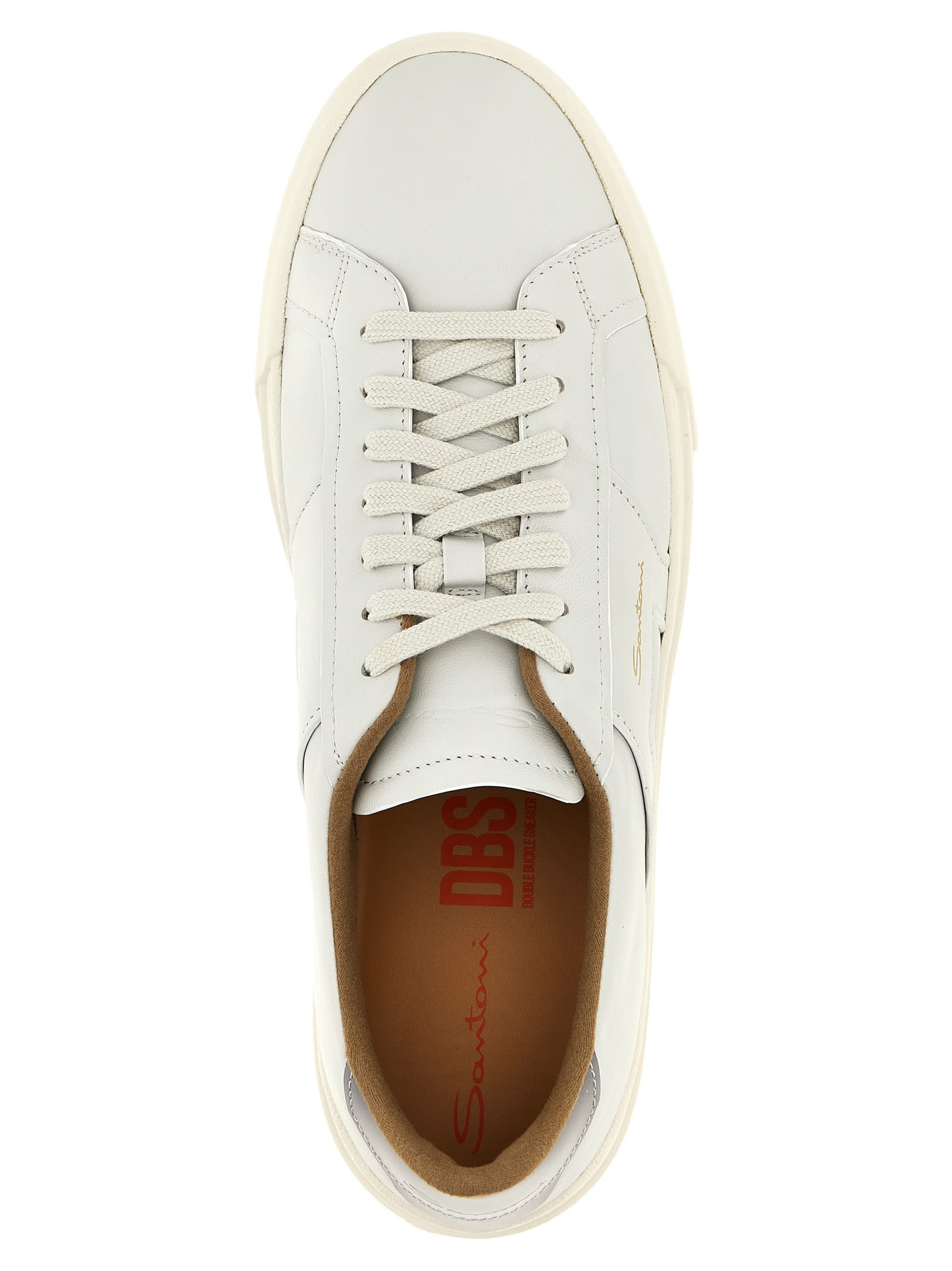 Shop Santoni Leather Sneakers In Gray