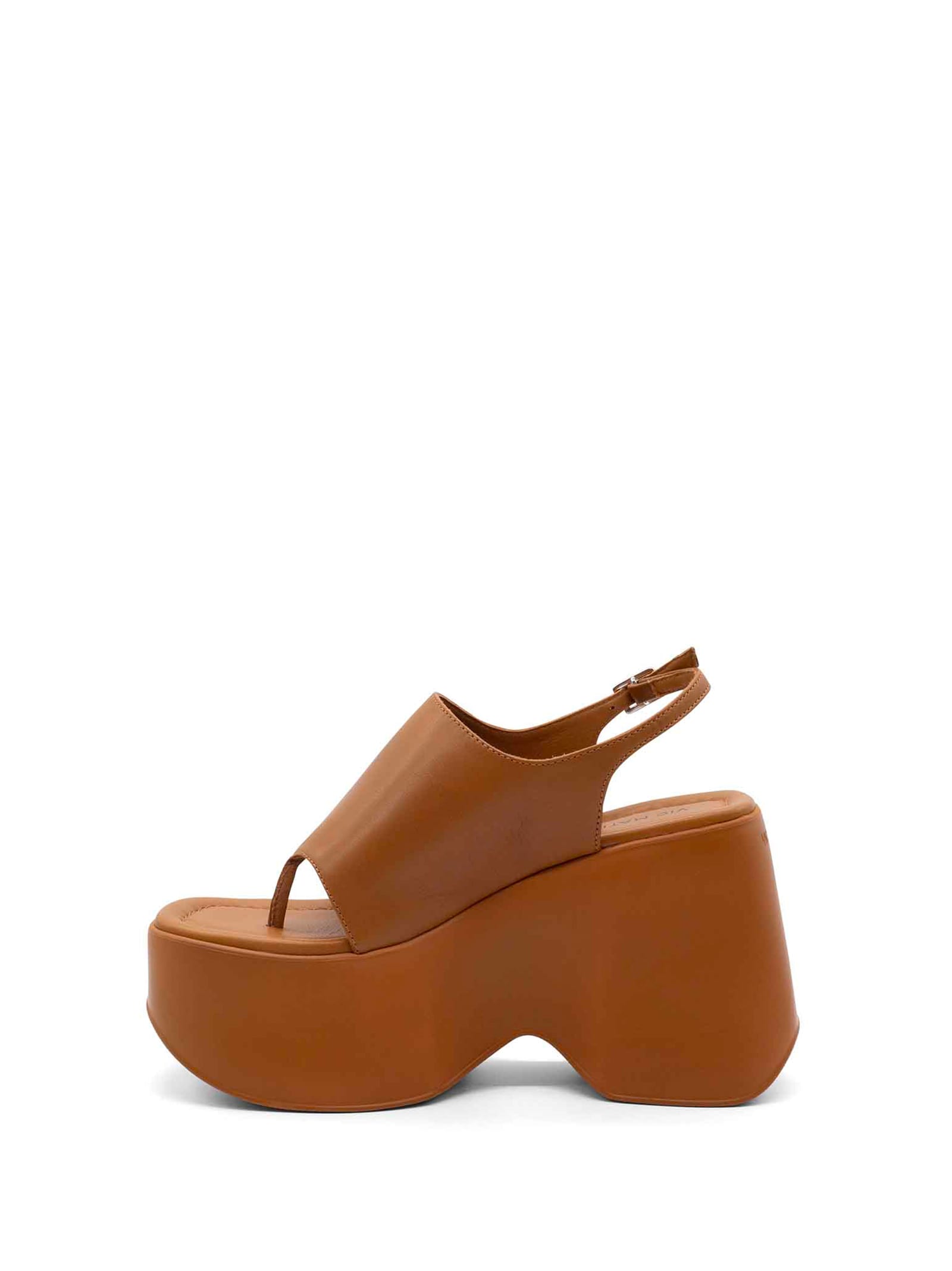 Shop Vic Matie Tobacco Leather Flip-flops With Wedge