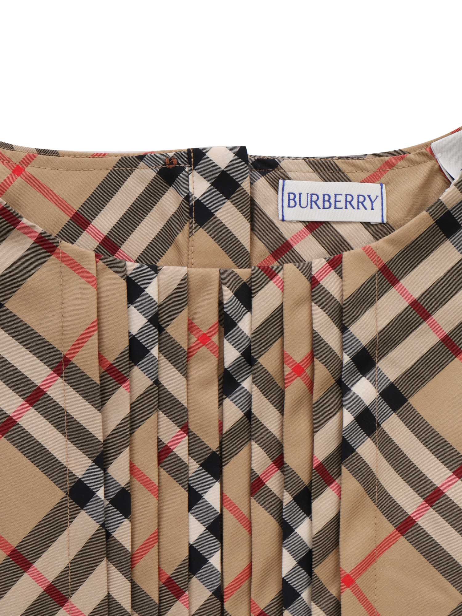 Shop Burberry Top With Check Print In Beige