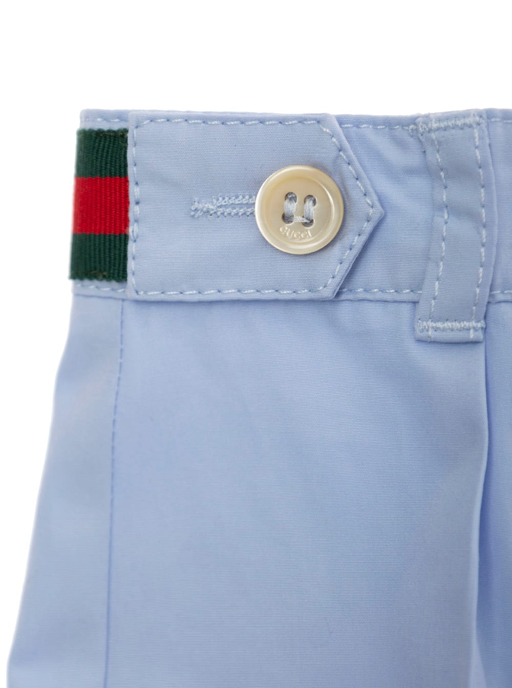 Gucci Light Blue Shorts With Web Detail In Cotton Baby In Blue