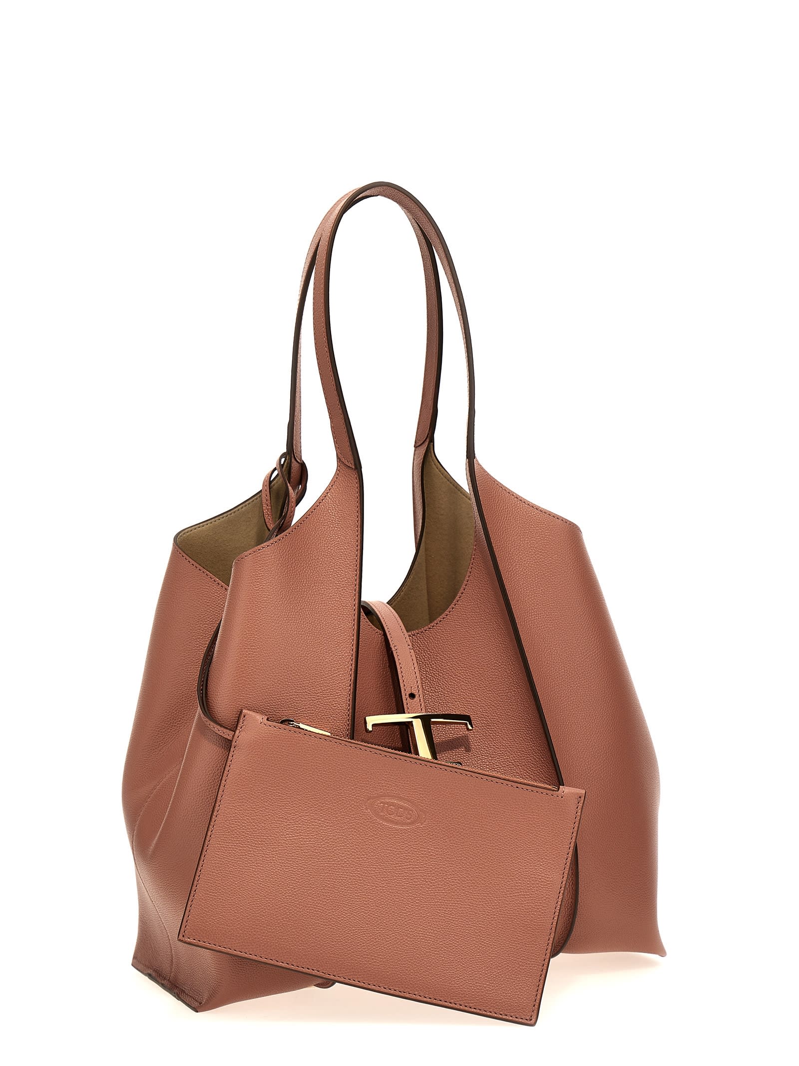 Shop Tod's T Timeless Small Shopping Bag In Marrone
