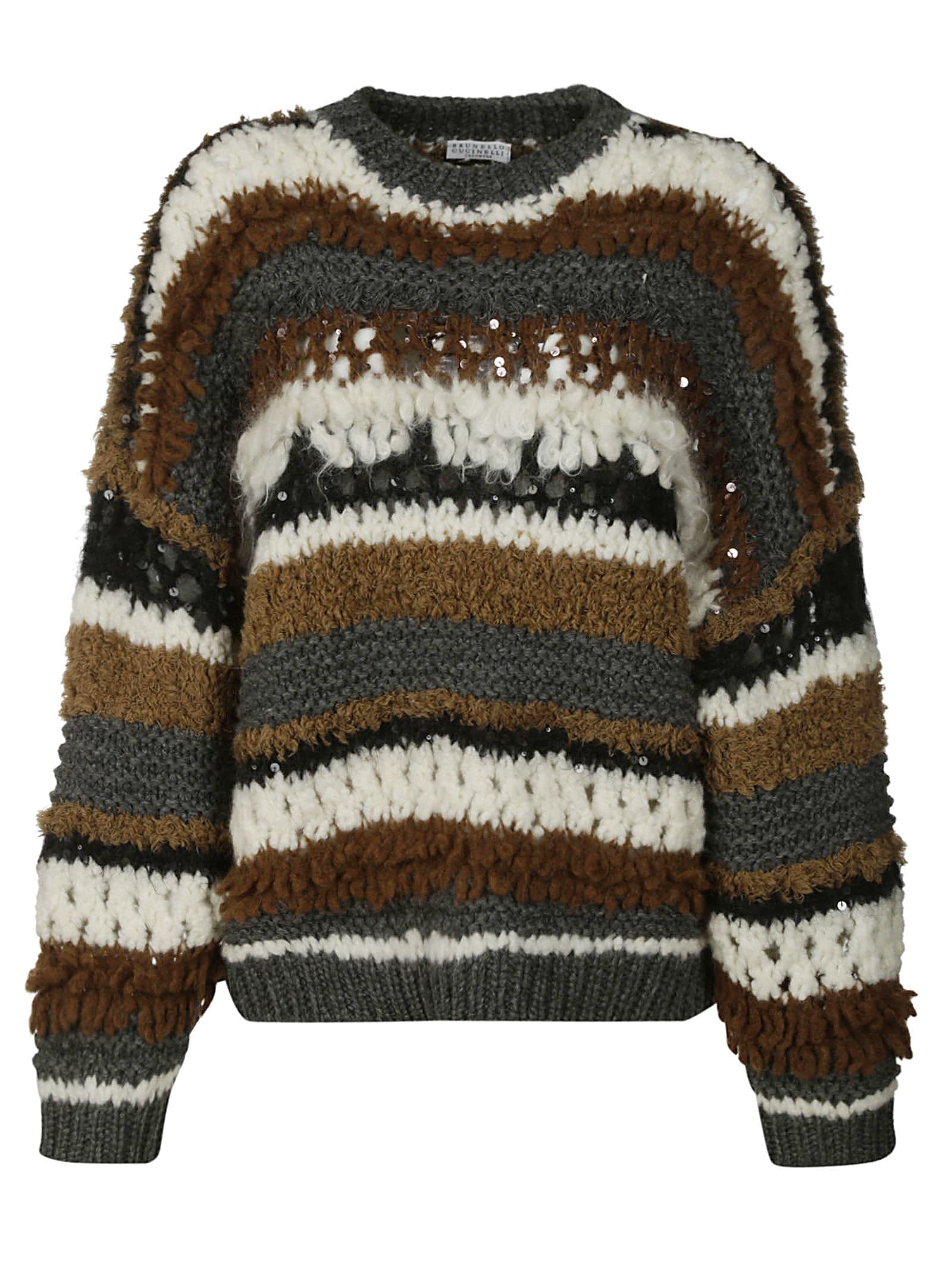 Brunello Cucinelli Stripe Patterned Woven Sweater