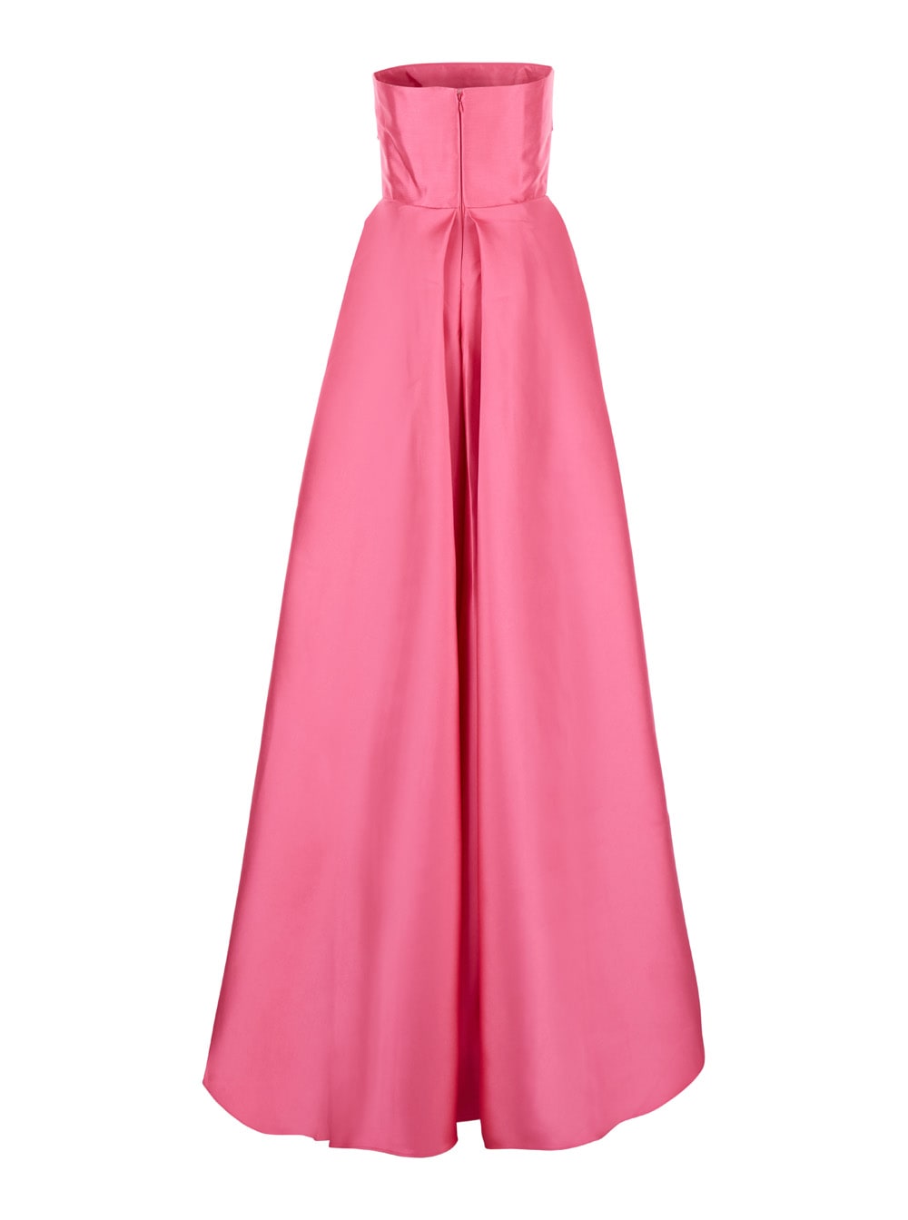 Shop Solace London Tiffany Long Pink Dress With Pleated Detail And Train In Satin Woman