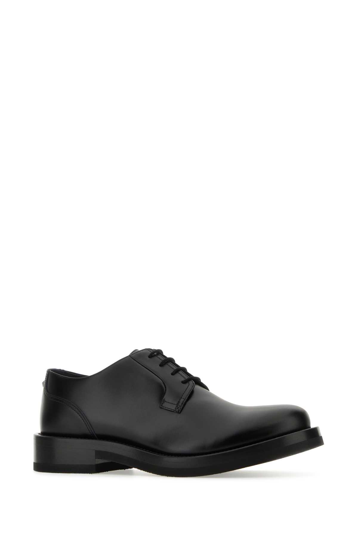 Shop Valentino Black Leather Lace-up Shoes