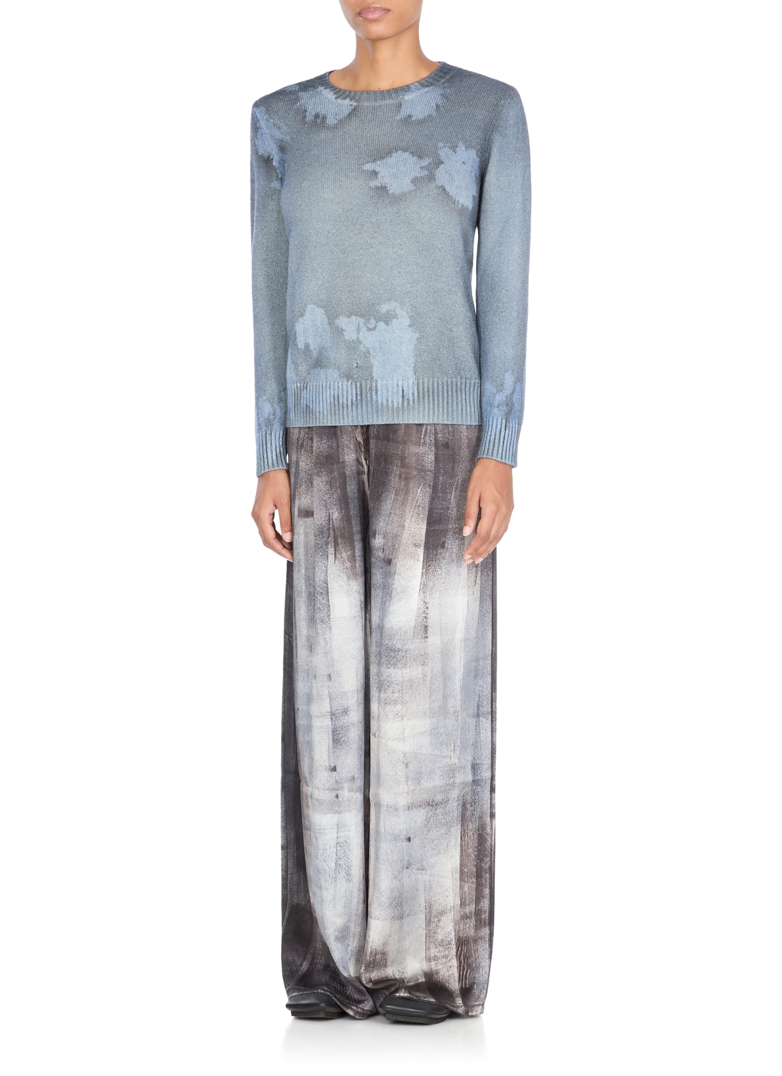 Avant Toi Cashmere Sweater With Unique Blue Pattern In Blue