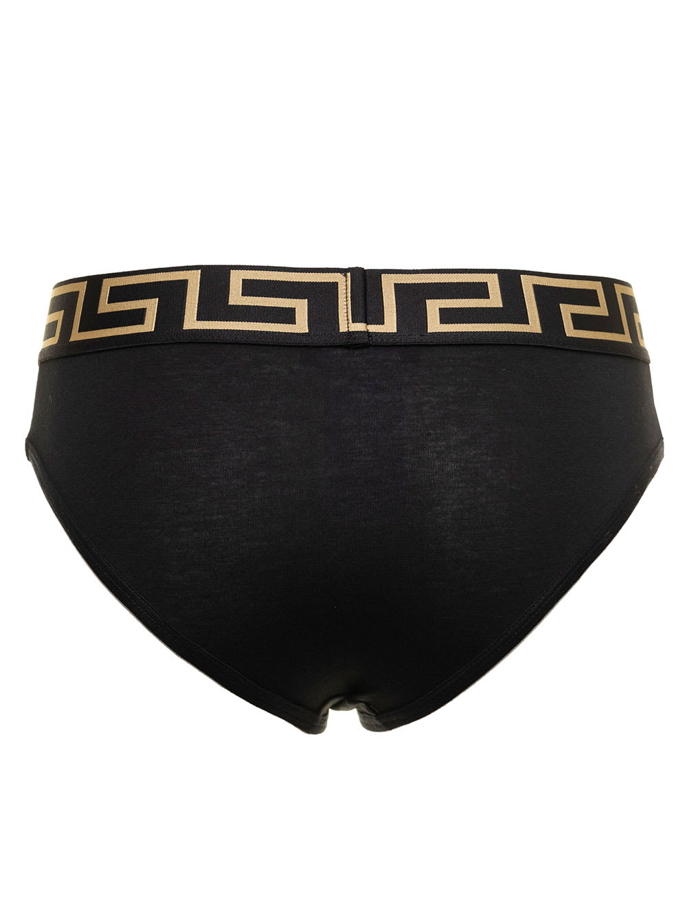 Shop Versace Mans Black Jersey Briefs With Logo Print