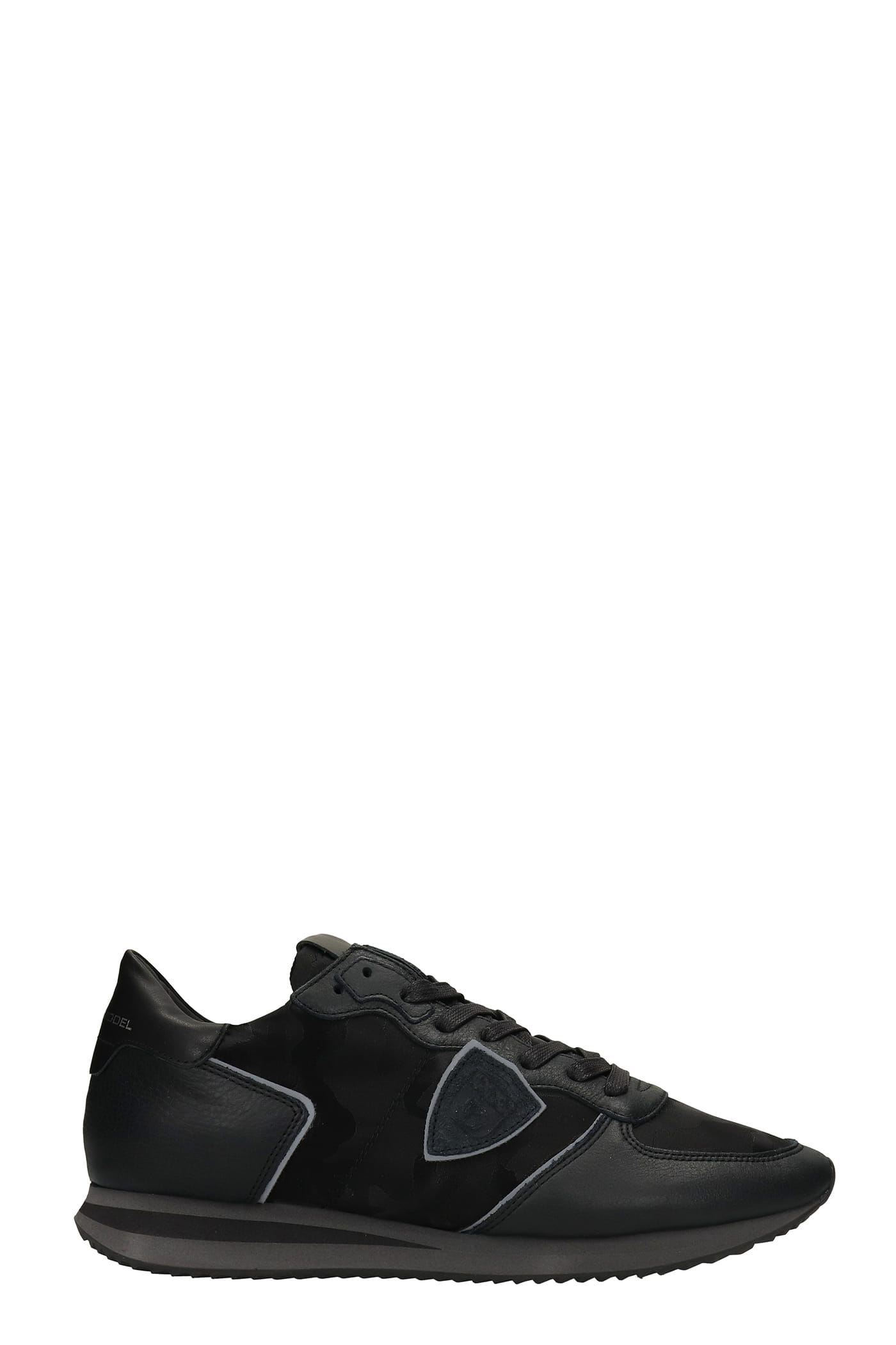 Philippe Model Trpx Sneakers In Black Leather And Fabric
