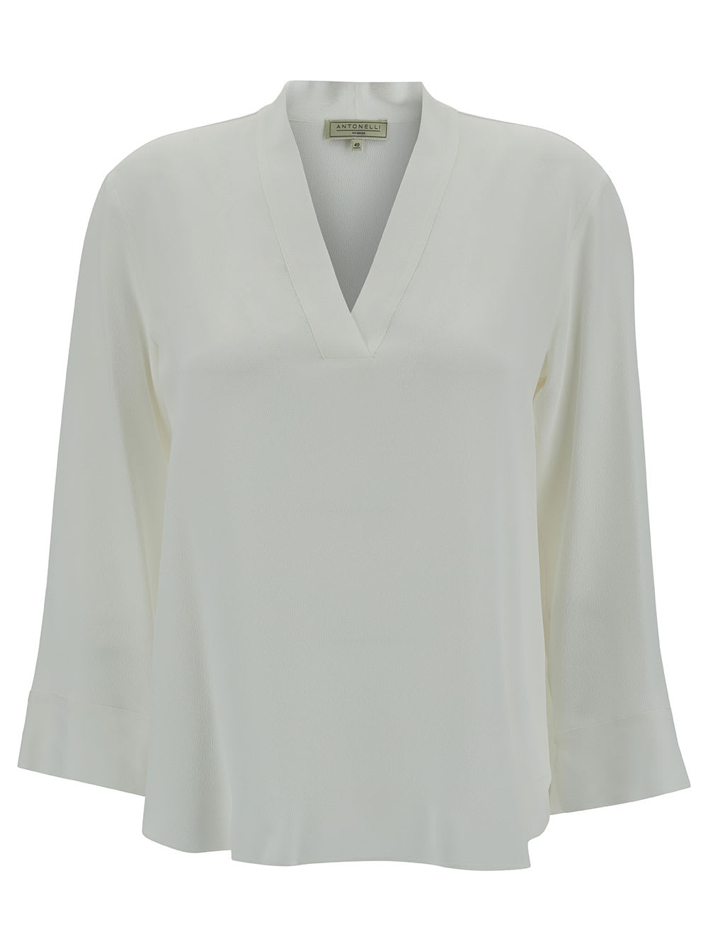 aristide White Blouse With V Neckline In Silk Blend Woman