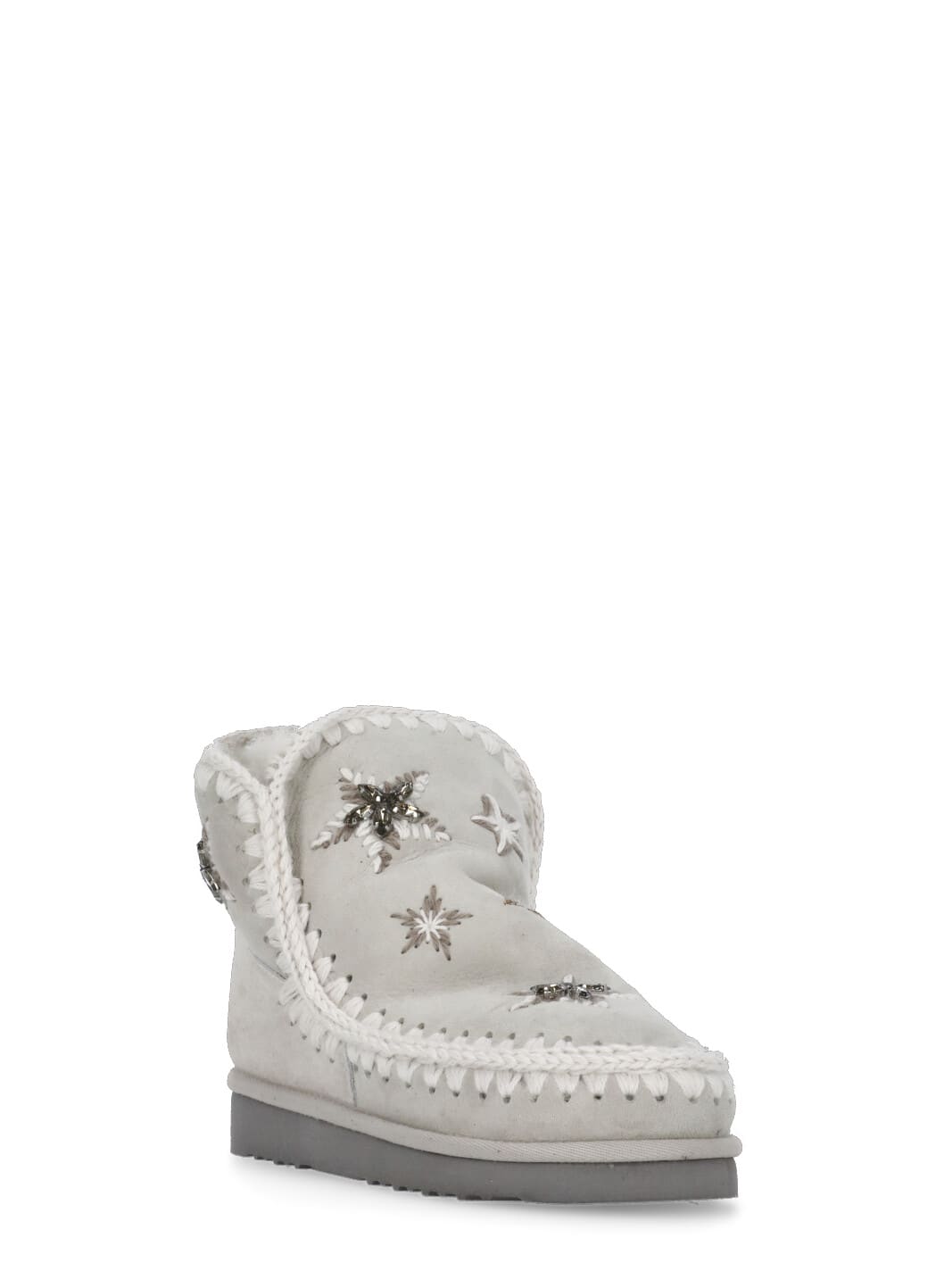 Shop Mou Eskimo Wool Stars And Rhinestones Boots In Silb Silver Burch