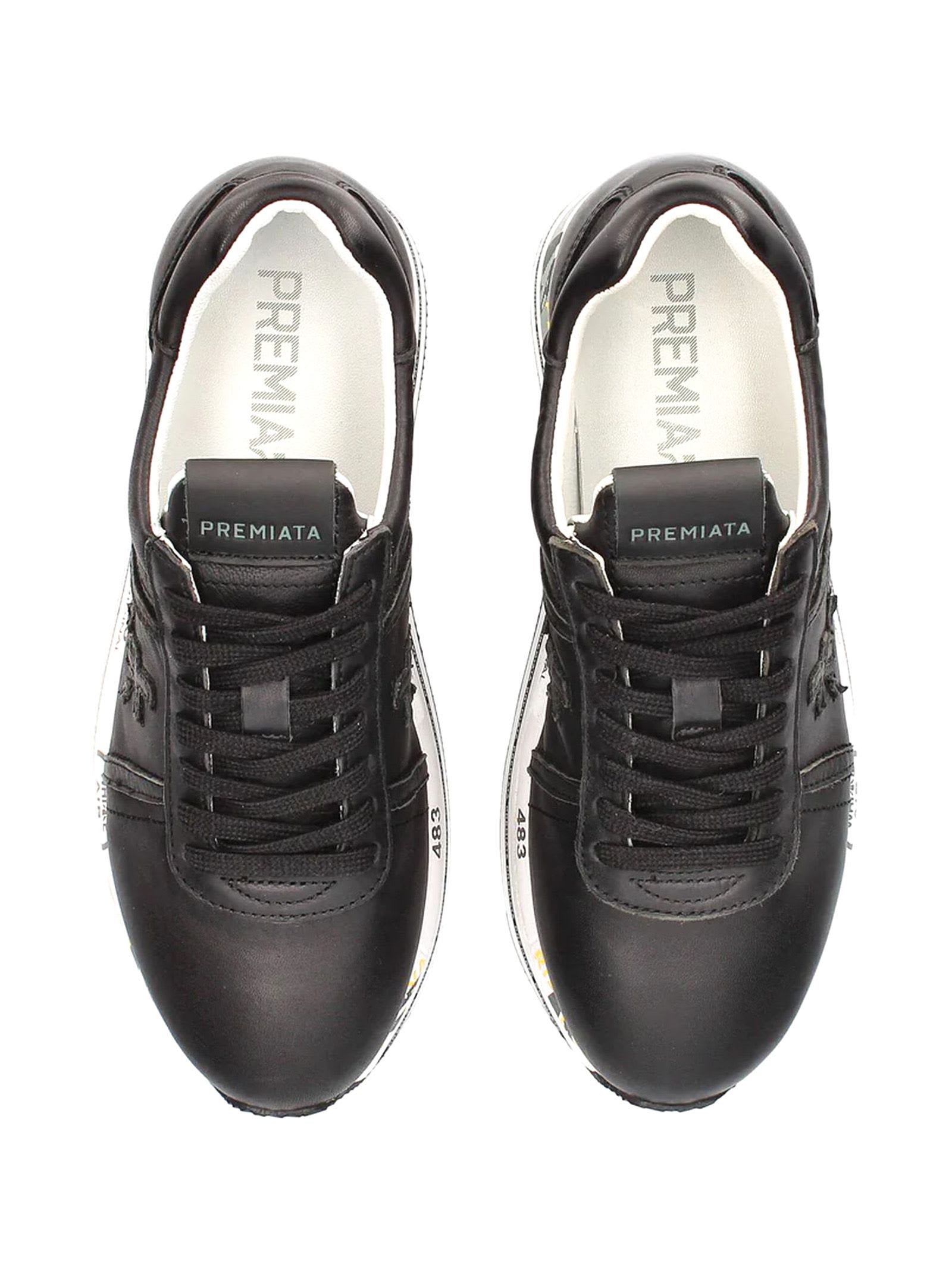 Premiata Low Top Sneakers With Contrast Platform Sole In Black
