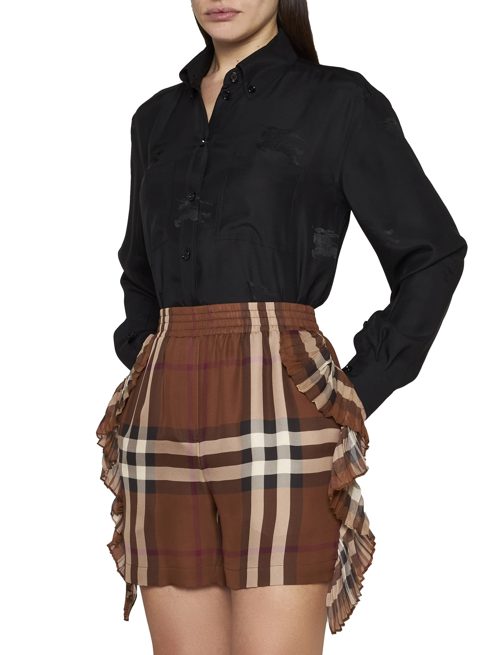 Shop Burberry Chiara Shorts In Dark Brich Brown